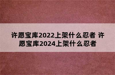 许愿宝库2022上架什么忍者 许愿宝库2024上架什么忍者